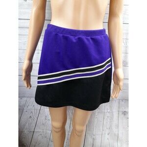 Vintage Cheerleader Cheerleading Skirt Purple Bkack Gold USA Stripe G - 14